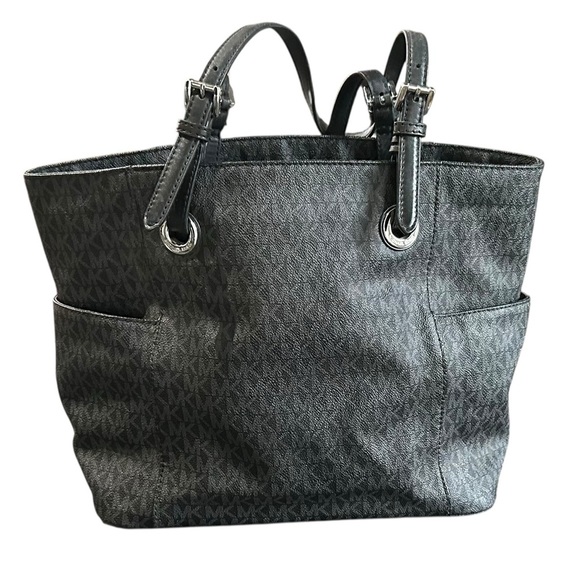 Michael Kors Jet Set Tote Signature Monogram Handbag MK Logo Shoulder Bag Purse - Picture 3 of 16